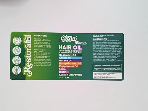 Rosemary Hair Oil For Growth with Castor Oil Batana Oil Pumpkin Seed Oil Peppermint Oil Silica Biotin Collagen Keratin Saw Palmetto Horsetail Tea Tree Vit E Aloe Vera Jojoba (1 Pack)