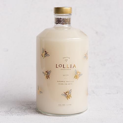 Lollia Wish Bubble Bath, 33.8 fl. oz. – Sugared Pastille Scent – Gentle & Moisturizing Bubble Bath, Hydrating Ingredients, Scented Bubble Bath for Women