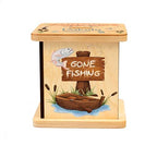 Wooden Piggy Bank for Kids and Adults, Personalized Gift Handmade in USA by BloomOwl, Custom Piggy Bank, Personalized Banks for Kids, Gifts for Baby Boys and Girls (Fishing)