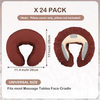 Macarrie 24 Pcs Face Cradle Covers for Massage Table Microfiber Reusable Soft Thicker Massage Table Head Rest Covers Bulk Oil Proof Headrest Cradle Sheets for Spa Beauty Salons(Brown)