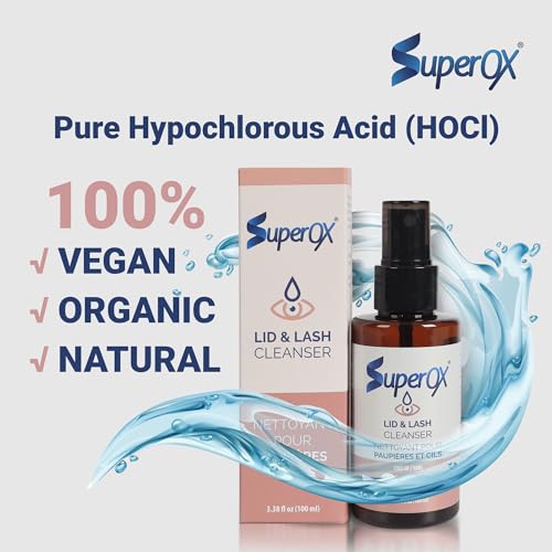 Superox Hypochlorous Acid Spray For Face - Natural Eyelid Cleanser - Safe for All Skin Types - Pure & Gentle Hypochlorous Acid Spray, 100 ml (3.38 oz)