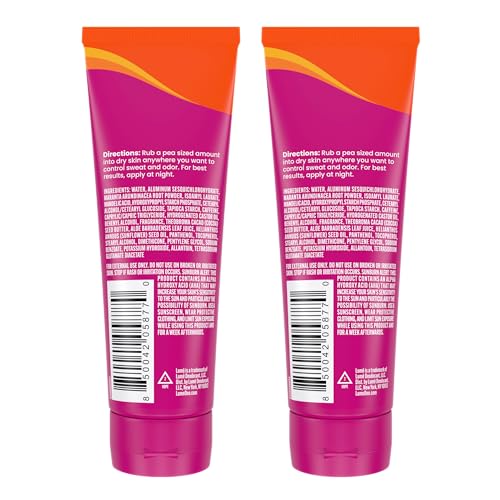 Lume Whole Body Deodorant Plus Sweat Control - Smooth Cream Tube - 72 Hour Odor And Sweat Control - Baking Soda Free, Skin Loving - 3.0 ounce (Pack of 2) (Clean Tangerine)