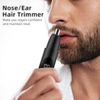 Smity Ear and Nose Hair Trimmer Professional Painless Eyebrow Trimmer for Men and Women Battery-Operated Dual-Edge Blades Built-in LED Light (Black)