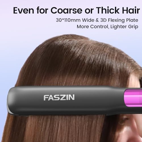 Professional Hair Straightener, 1.18 inch Ionic Titanium Plate, 20S Fast Heat Up Flat Iron with Clear LED Display, 2 in 1 Straightener and Curler Styling Tool for Straighten Hair (Gray)