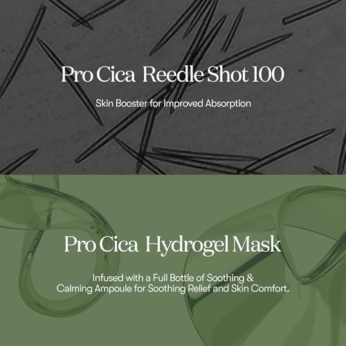 VT COSMETICS Pro Cica Reedle Shot 100 2-Step Hydrogel Mask(34.5gx4ea), Intensive Calming, Exosome Centella Asiatica, Blemish Relief, Overnight Melting Mask, Korean Facial Mask