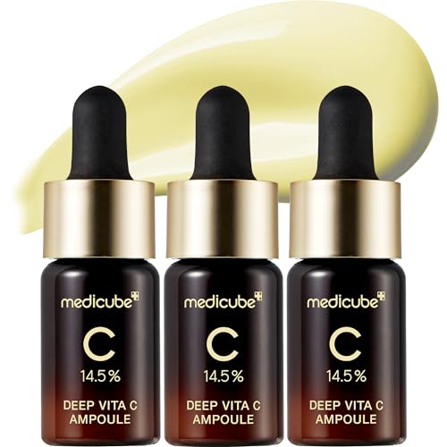 Medicube Deep Vita C Serum 2.0 || 14.5% Pure Vitamin C reduce the appearance of hyperpigmentation, dark spots, and blemishes | 16 self-tests complete | Korean skincare (10g * 3 bottles)