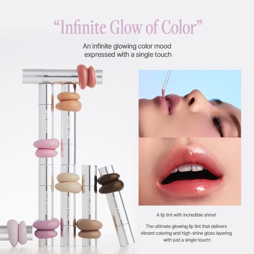 Heart Percent Dote On Mood One Way Glowy Tint, Glass-like High Shine Glossy Finish w/Long-Lasting Luminous Color Lip Stain for Glowy Look, #10.Fig Jam