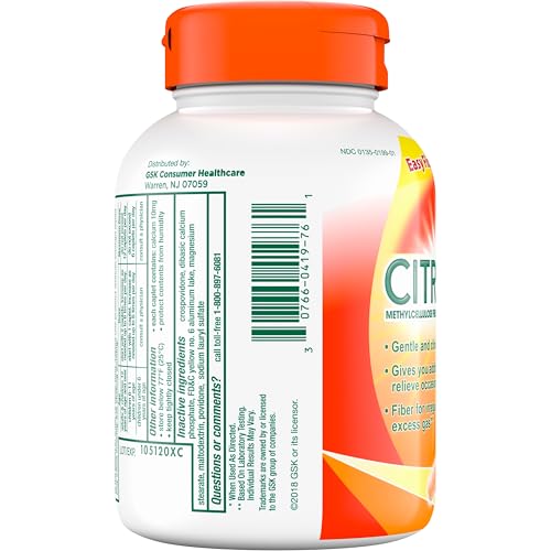 CITRUCEL Fiber Therapy Caplets for Irregularity, Easy to Swallow Methylcellulose, 180 Count