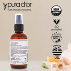 PURA D'OR 4 Oz ORGANIC Amla Oil, 100% Pure USDA Certified Premium Grade Oil, Cold Pressed, Unrefined, Extra Virgin, Indian Hair Care Oil, Hair Serum & Thickening Hair Product w/Pump for Women & Men