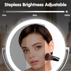 10x Magnifying Mirror with Light - 8in Double Sided Makeup Mirror, 360° Rotation Magnifying Mirror with Light, Portable Travel Makeup Mirror with 3 Color Light,Rechargeable Adjustable Vanity Mirror