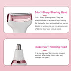 Electric Razor for Women,Hair Trimmer for Face Nose Eyebrow Beard Mustache Arm Leg Armpit Bikini,Painless Rechargeable Portable 4 in 1 Womens Body Shavers Set