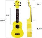 FINO Beginner Ukulele 21 Inch Soprano Ukelele for Kids Four String Wood Children Ukulele with Gig Bag (Yellow)