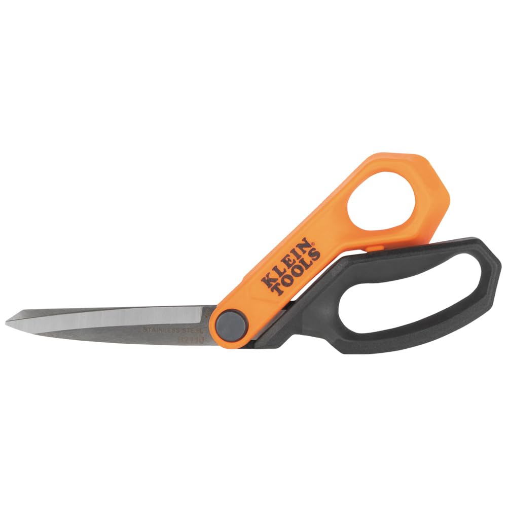 Klein Tools B2110 Heavy Duty Scissors, Multipurpose Offset Utility Shears for Cutting Cardboard, Leather, Carpet and More, Stainless Steel, 10-Inch