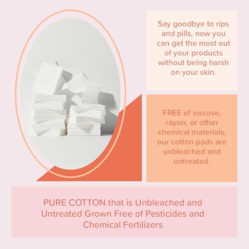 White Rabbit - Naked Cotton Classic - Premium Facial Cotton Pads - for Makeup Remover, Toner, Mask - 100% Cotton, Unbleached, Lint-Free - Extra Soft & Durable - Natural & Cruelty-Free - 100 Count