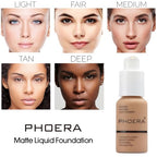2 Pack PHOERA Foundation,Flawless Soft Matte Liquid Foundation 24 HR Oil Control Concealer Foundation Makeup,Full Coverage Foundation for Women and Girls (105 Sand)