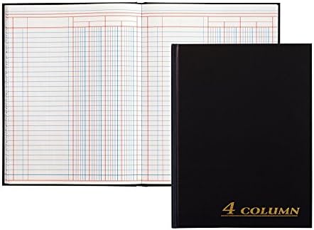 Adams Account Book, 4-Column, Black Cloth Cover, 9.25 x 7 inches, 80 Pages per Book (2)