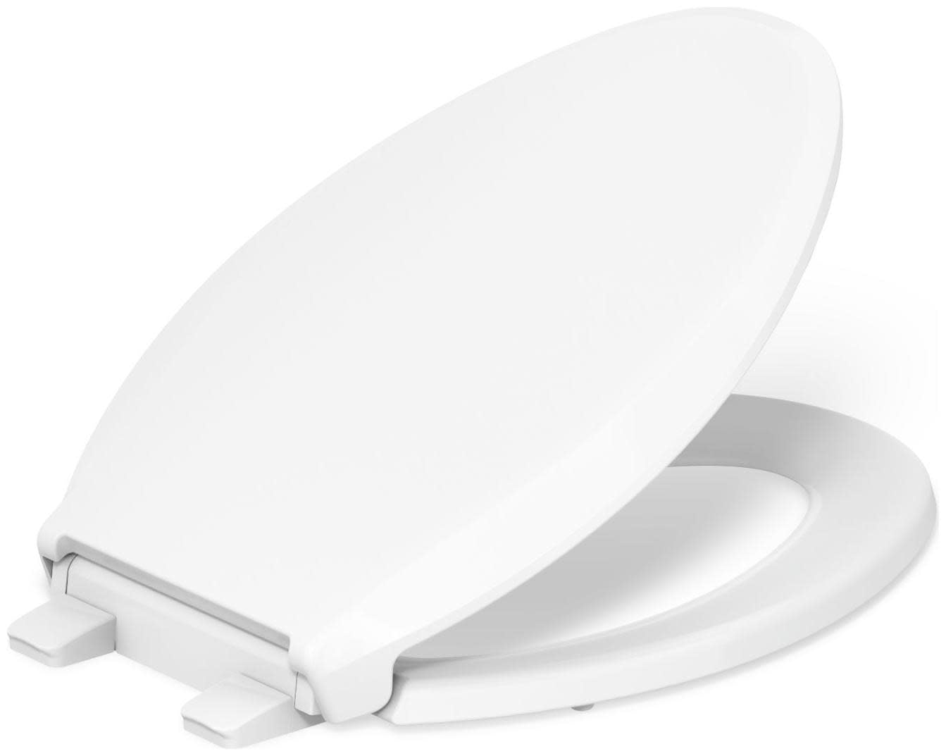 Kohler 4636-RL-0 Cachet ReadyLatch Elongated Slow Close Toilet Seat, Soft Close Quiet Lid, Contoured Grip-Tight Bumpers Installation Hardware, Apartment Essentials, White