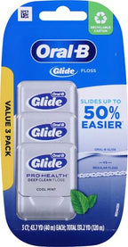 Oral-B Glide Pro-Health Dental Floss, Deep Clean Cool Mint Flavor, 40 M, 3 Count (Pack of 2)