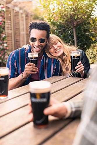 Guinness Gravity Official Beer Pint Glass 4-Pack | Large 20oz Pints Drinking Thick Beer Glasses Beer 20 oz Glasses
