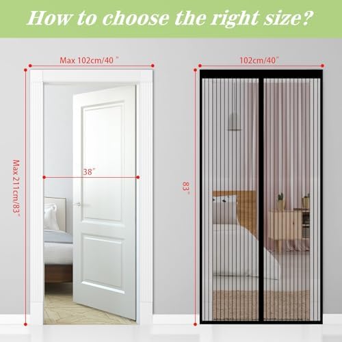 Magnetic Screen Door Closure Fit Door Size 38 x 82 Inch, BSHANO Mesh Door Curtain Screen Size 40"x 83" -36 Stronger Magnets,Heavy Duty,Hands Free Mesh Partition Keeps Bugs Out- Pet and Kid Friendly