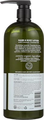 Avalon Organics Hand & Body Lotion, Nourishing Lavender, 32 Oz