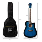 Best Choice Products 41in Beginner Acoustic Guitar Full Size All Wood Cutaway Guitar Starter Set Bundle with Case, Strap, Capo, Strings, Picks, Tuner - Blue
