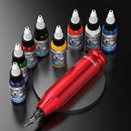 Tattoo Kit, Wormhole Tattoo Machine Kit Tattoo Pen Kit Complete Tattoo Gun Kit Rotary Tattoo Machine Kit 10 Cartridge Needles 8 Tattoo Ink 40 Tattoo Ink Caps for Beginner WTK085