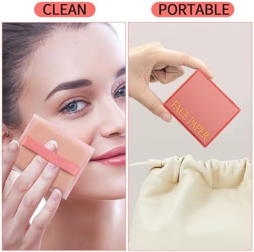 Erinde Oil Blotting Sheets for Face with Mirror and Puff, 300 Sheets Oil Blotting Paper for Oily Skin, Face Oil Absorbing Sheets, Natural Oil Control Film, Absorb Excess Oil, Makeup Friendly