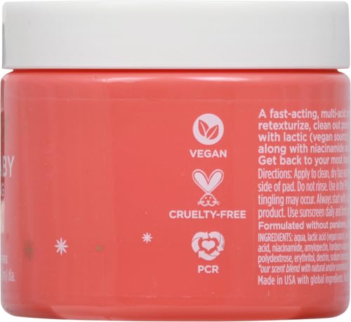 Pacifica Beauty Glow Baby Brightening Peel Pads 10% AHA + BHA, Skincare, Exfoliating, Skin Texture, Minimize Pores, For All Skin Types, Fragrance Free, Clean Skin Care, Vegan - 60 Pads (1 Count)