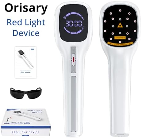 Cold Laser Therapy Device for Humans & Dogs, 4x808nm + 14x650nm Red Light Therapy for Body Pain Relief, Handheld Near Infrared Light with Stand for Joint, Back, Knee & Muscle Use