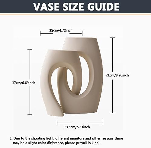 Ceramic Vase, Modern Minimalist Geometric Decorative Vase Sets for Home Décor, Events, Office, Garden, Wedding -White