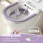 Electric Sitz Bath, Unisex Foldable Sitz Bath for Toilet Seats, Sitz Bath for Postpartum Care and Hemorrhoids, Non-Slip & High Water Flow (Purple)
