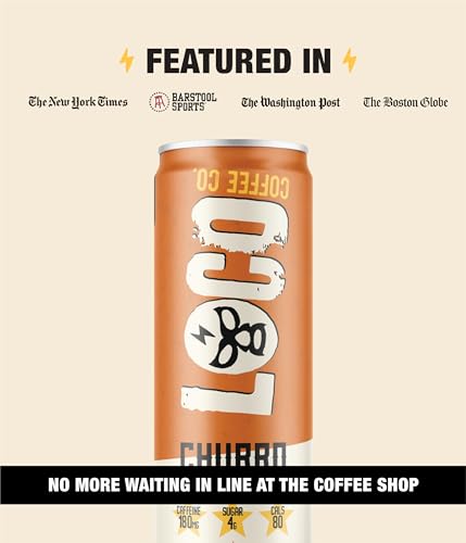 Loco Coffee Churro Oat Milk Latte Cold Brew Coffee [Churro] 11 Ounce Can, 12 Count | Medium Roast, 180mg Caffeine | Gluten Free and Dairy Free | Low Sugar, Low Calorie Iced Coffee