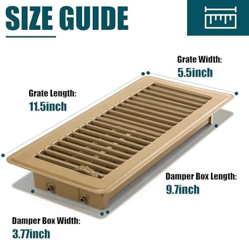 VOISEN Floor Register 4x10, 4 Pack Brown Floor Vent Covers,Heavy Duty Steel Walkable Floor Vents,Vent Covers for Home Floor