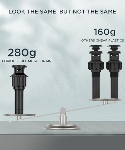 FORIOUS Black Bathroom Faucets 3 Hole, 2 Handle 8 Inch Widespread Bathroom Sink Faucet Matte Black Square for 6-12" Sink Remodel with Pop Up Drain, CUPC Hose and Spare Water Saving Aerator