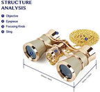 Aomekie Opera Glasses Binoculars 3X25 Theater Glasses Mini Binocular Compact with Chain for Adults Women in Musical Concert（Gold）