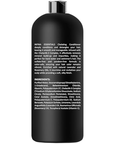 Chelating Conditioner - Sulfate Free Metal Detox Conditioner Enriched with Chelactik-3 & Rosemary Oil, Color Safe Hard Water Conditioner for Mineral Build Up Swimmers Hair - 16 fl oz