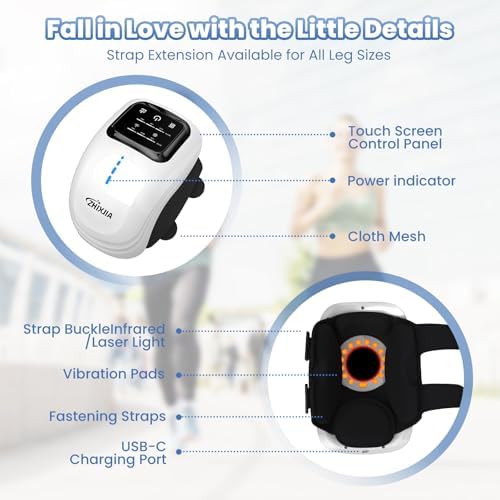 Red Light and Massage Therapy, 3-in-1 Smart Portable Knee Massager, 3 Vibration Modes and 3 Heating Levels LED Vitality Joints Knee Massager, Gift for Men and Women