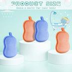 Tatuo 4 Pieces Baby Bath Sponge Cotton Baby Sponge Soft and Absorbent loofah for Kids Babies Men Women(Orange,Blue)