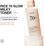 ANUA Rice 70 Glow Milky Toner, for Glass Skin, Rice Water, Niacinamide, Ceramides, Panthenol, Fragrance-Free, Non comedogenic, Fungal Acne Safe, Korean Skin Care, 250ml/8.45fl.oz.