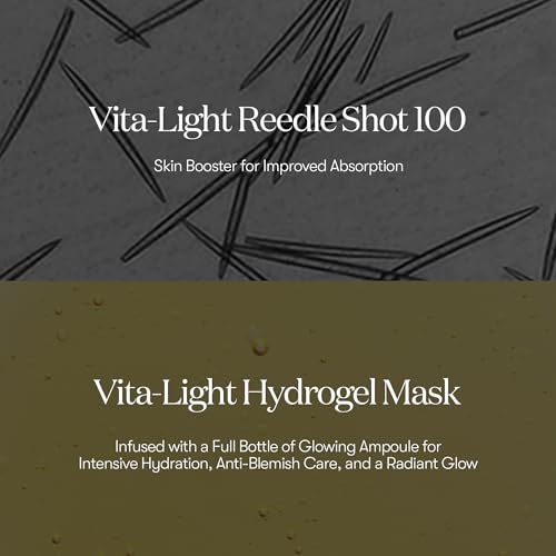 VT COSMETICS Vita-Light Reedle Shot 100 2-Step Hydrogel Mask(34.5gx4ea), Intensive Glowing, Exosome Glutathione Face Mask, Overnight Melting Mask, Korean Facial Mask