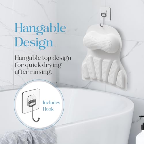 Bath Pillow Luxury Bathtub Pillow, Bath Pillows for Tub Head Neck and Back Support, Non-Slip Soft Silicon Bath Tub Pillow with Strong Suction Cup, Bath Accessories Spa Gifts, White
