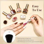 Vegan Nail Polish Set: Air Quick Dry Nail Lacquer Milky White, Nude, Brown 6 Regular Colors Nail Art Polish Non Gel Fast Drying Fingernail Polish Bulk for Winter DIY Salon Gift For Women