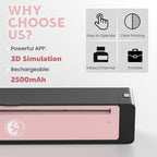 Wormhole Tattoo Stencil Printer, Bluetooth Tattoo Printer Portable Stencil Printer for tattooing Thermal Tattoo Printer Machine with 2500mAh Battery Support Smartphones & PC Pink