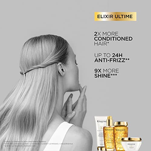 Kerastase Elixir Ultime Oil-infused Shine Shampoo | For Dull, Dry Hair | Softens and Restores Shine | With Argan Oil, Camellia Oil & Marula Oil | Le Bain | 8.5 Fl Oz
