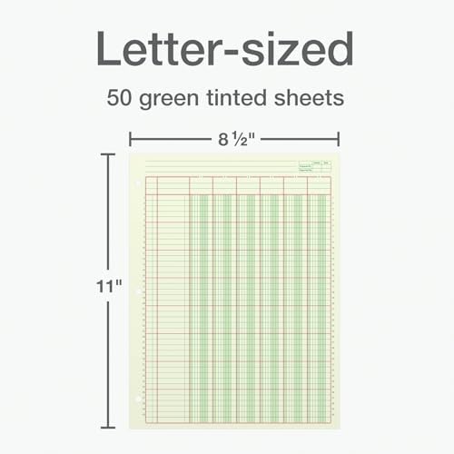 Adams Analysis Pad, 8 1/2" x 11", 100 Pages (50 Sheets), 6 Columns, Green