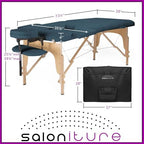 Saloniture Professional Portable Folding Massage Table with Carrying Case - Blue