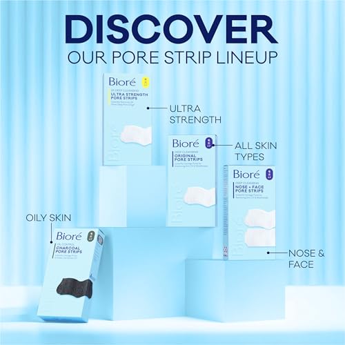 Biore Nose and Face Blackhead Remover Pore Strips, Deep Cleansing with Instant Blackhead Removal and Pore Unclogging, 24 Ct Value Size, Oil-free, Non-Comedogenic Use
