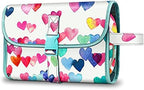 Fintie Portable Toiletry Cosmetic Travel Bag, Large Water Resistant Hanging Makeup Organizer Storage Pouch Case for Women Girls (Raining Hearts)