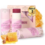 Organic Honey Lip Balm - 100% Grassfed Beef Tallow Chapstick for Women, Natural Raw Honey & Argan Oil - Ultra Moisturizing, Conditioning, Chemical Free - 3 Pack (3x0.28 oz) Tinted